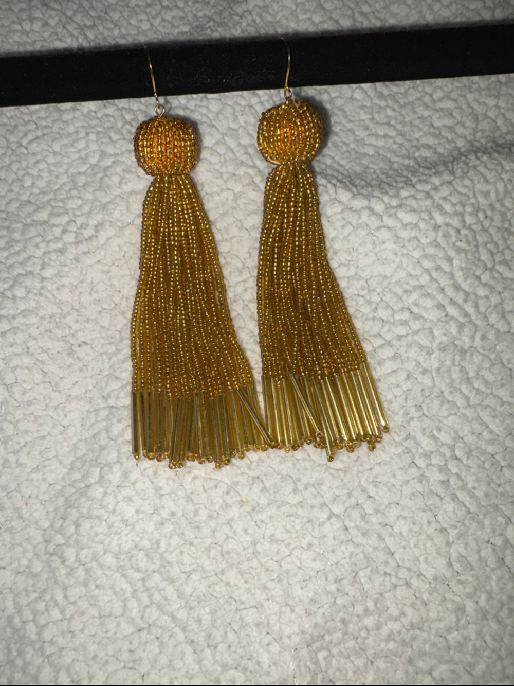 Vanessa Mooney Gold Beaded Swing Tassel Drop Earrings NWOT